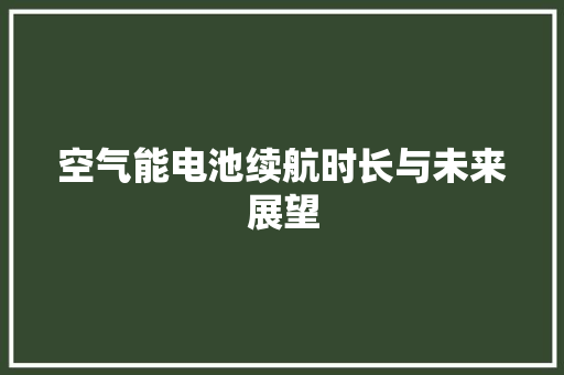 空气能电池续航时长与未来展望 汽车维修