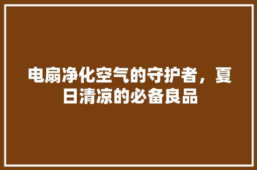 电扇净化空气的守护者，夏日清凉的必备良品 厨房维修