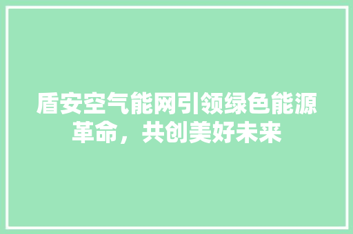 盾安空气能网引领绿色能源革命，共创美好未来