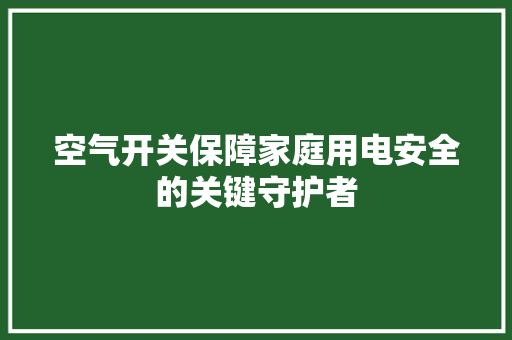 空气开关保障家庭用电安全的关键守护者 家电维修