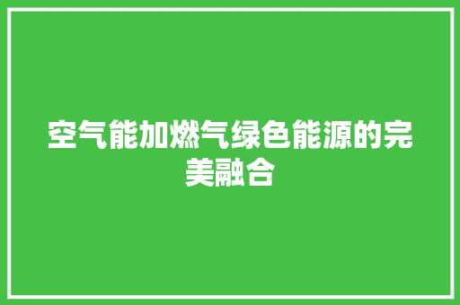 空气能加燃气绿色能源的完美融合