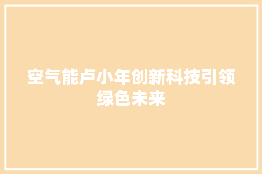 空气能卢小年创新科技引领绿色未来