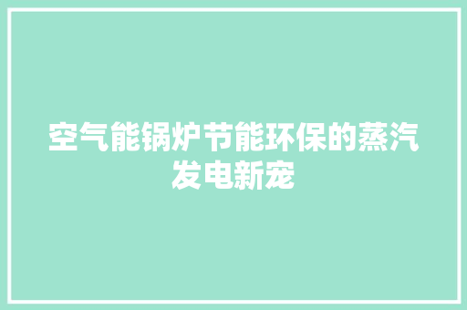 空气能锅炉节能环保的蒸汽发电新宠