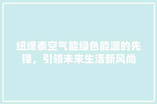 纽缌泰空气能绿色能源的先锋，引领未来生活新风尚 家电维修