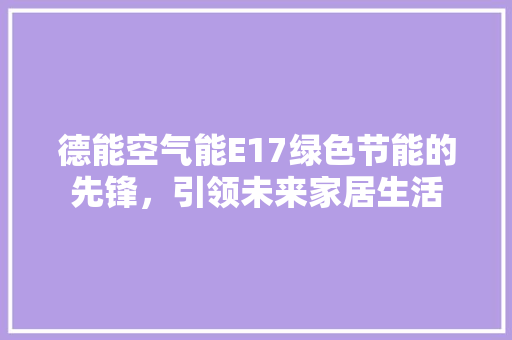 德能空气能E17绿色节能的先锋，引领未来家居生活