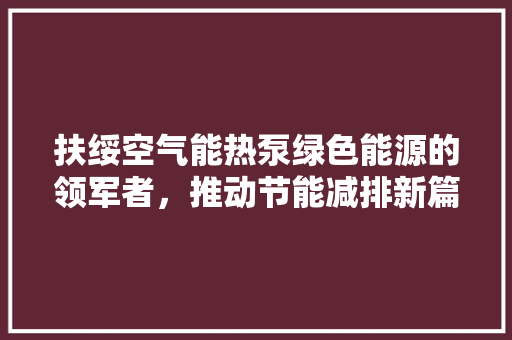 扶绥空气能热泵绿色能源的领军者，推动节能减排新篇章 厨房维修
