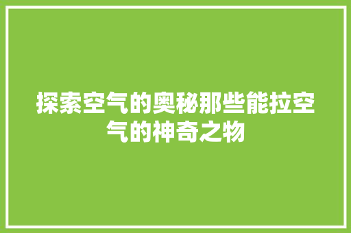 探索空气的奥秘那些能拉空气的神奇之物 厨房维修