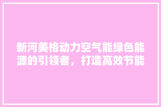 新河美格动力空气能绿色能源的引领者，打造高效节能新生活