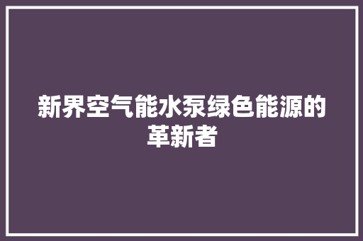 新界空气能水泵绿色能源的革新者