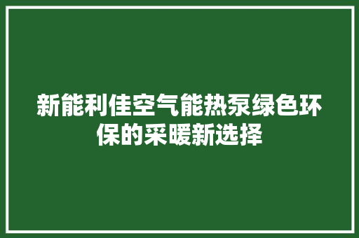 新能利佳空气能热泵绿色环保的采暖新选择