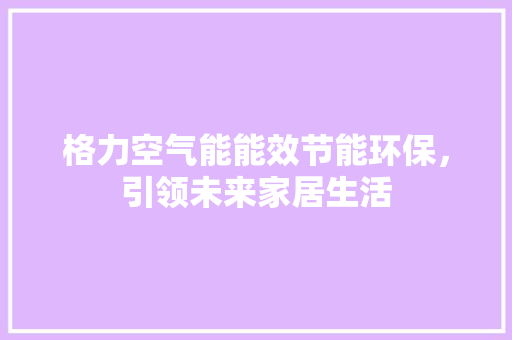 格力空气能能效节能环保，引领未来家居生活