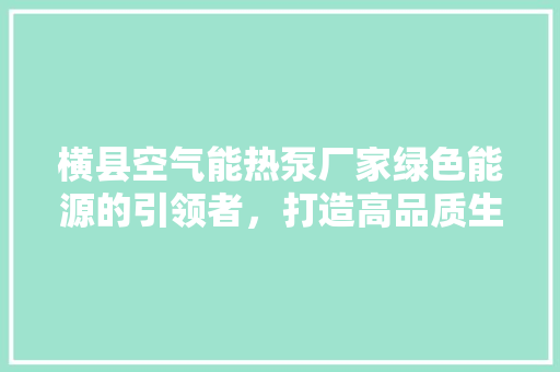 横县空气能热泵厂家绿色能源的引领者，打造高品质生活