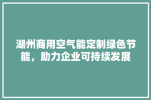 湖州商用空气能定制绿色节能，助力企业可持续发展