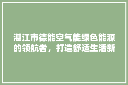 湛江市德能空气能绿色能源的领航者，打造舒适生活新标准