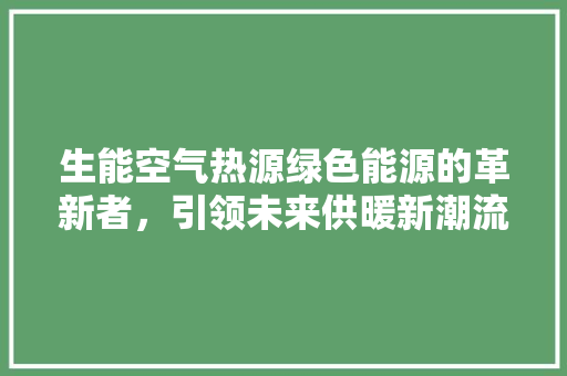 生能空气热源绿色能源的革新者，引领未来供暖新潮流