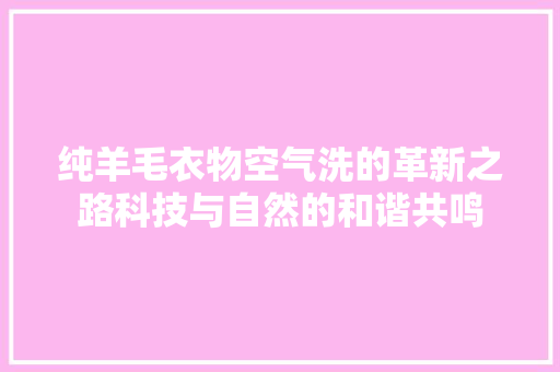 纯羊毛衣物空气洗的革新之路科技与自然的和谐共鸣 墙体维修