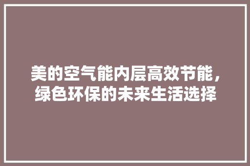 美的空气能内层高效节能，绿色环保的未来生活选择 综合便民
