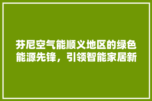 芬尼空气能顺义地区的绿色能源先锋，引领智能家居新潮流