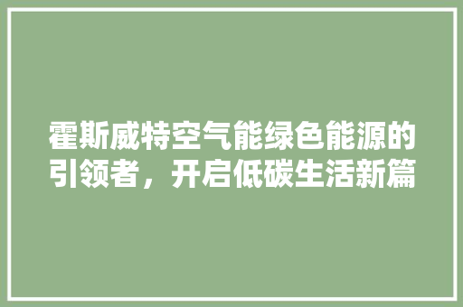 霍斯威特空气能绿色能源的引领者，开启低碳生活新篇章 厨房维修