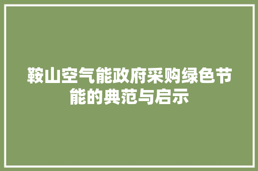 鞍山空气能政府采购绿色节能的典范与启示
