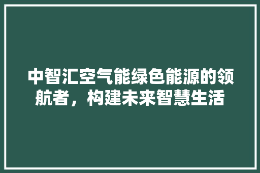 中智汇空气能绿色能源的领航者，构建未来智慧生活 厨房维修