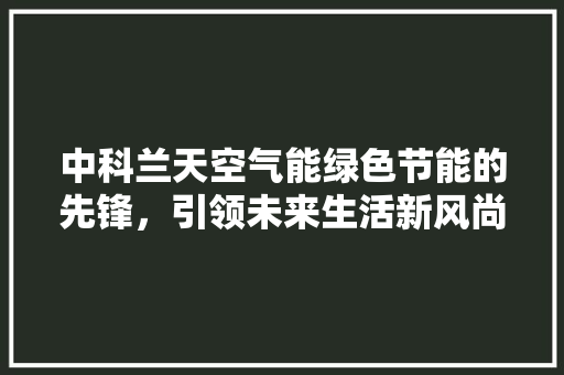 中科兰天空气能绿色节能的先锋，引领未来生活新风尚 厨房维修
