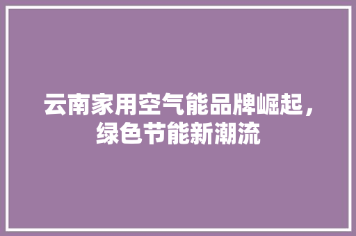 云南家用空气能品牌崛起，绿色节能新潮流 家电维修
