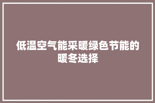 低温空气能采暖绿色节能的暖冬选择 厨房维修