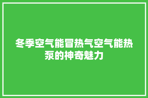 冬季空气能冒热气空气能热泵的神奇魅力