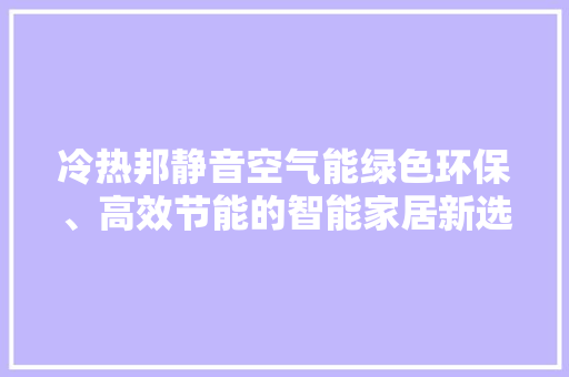 冷热邦静音空气能绿色环保、高效节能的智能家居新选择