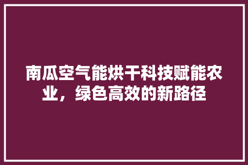 南瓜空气能烘干科技赋能农业，绿色高效的新路径