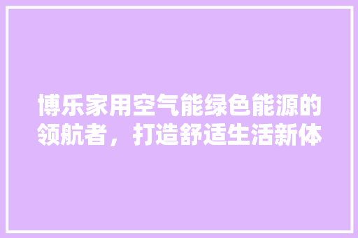 博乐家用空气能绿色能源的领航者，打造舒适生活新体验