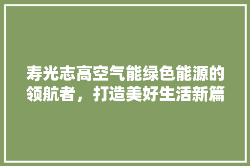 寿光志高空气能绿色能源的领航者，打造美好生活新篇章 汽车维修