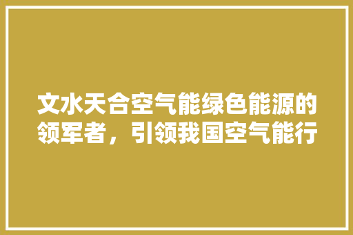 文水天合空气能绿色能源的领军者，引领我国空气能行业新篇章 汽车维修