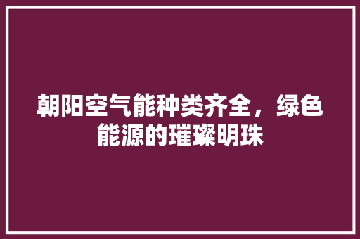 朝阳空气能种类齐全，绿色能源的璀璨明珠 汽车维修