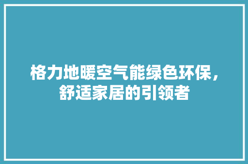 格力地暖空气能绿色环保，舒适家居的引领者