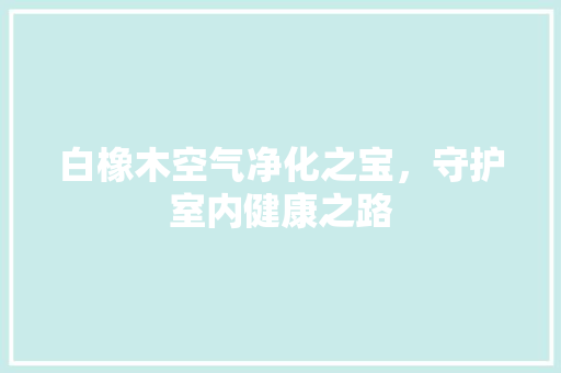 白橡木空气净化之宝，守护室内健康之路