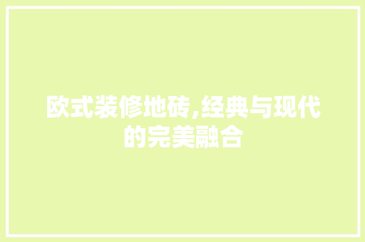 欧式装修地砖,经典与现代的完美融合 欧式装修地砖,经典与现代的完美融合 墙体维修