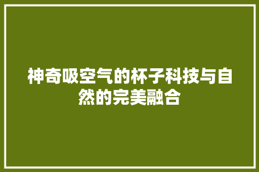 神奇吸空气的杯子科技与自然的完美融合 墙体维修