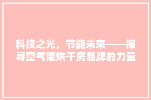 科技之光，节能未来——探寻空气能烘干房品牌的力量 墙体维修
