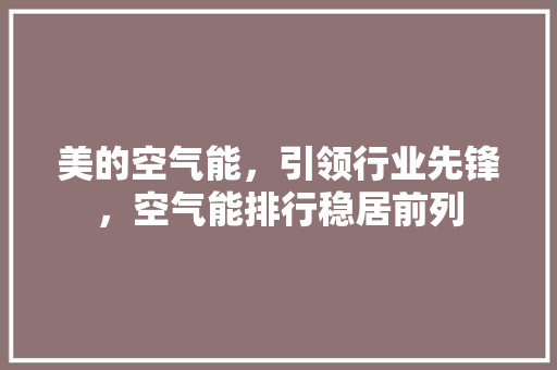 美的空气能，引领行业先锋，空气能排行稳居前列