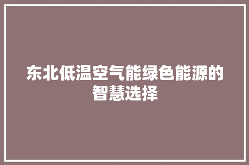 东北低温空气能绿色能源的智慧选择 汽车维修