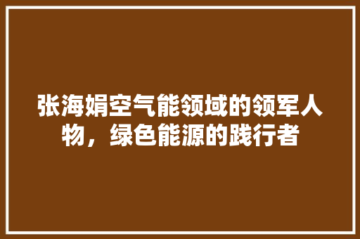 张海娟空气能领域的领军人物，绿色能源的践行者