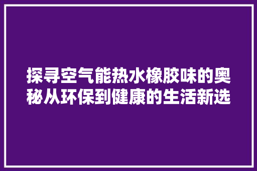 探寻空气能热水橡胶味的奥秘从环保到健康的生活新选择 家电维修