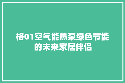 格01空气能热泵绿色节能的未来家居伴侣
