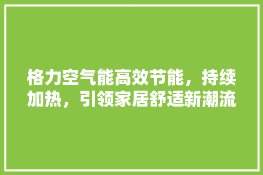 格力空气能高效节能，持续加热，引领家居舒适新潮流 综合便民