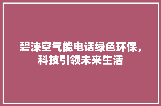 碧涞空气能电话绿色环保，科技引领未来生活 厨房维修