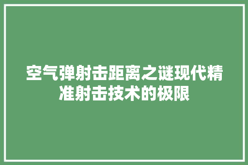 空气弹射击距离之谜现代精准射击技术的极限
