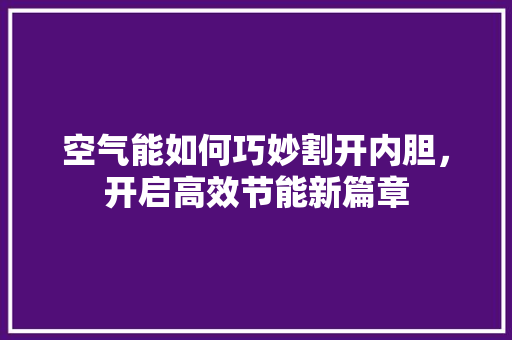 空气能如何巧妙割开内胆，开启高效节能新篇章 综合便民