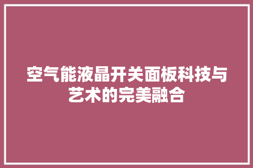 空气能液晶开关面板科技与艺术的完美融合 综合便民